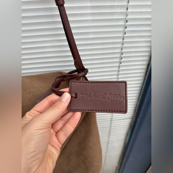 Asymmetrical Leather Cotton Canvas Brown Fold Over Crossbody Messenger Bag - Picture 4 of 16